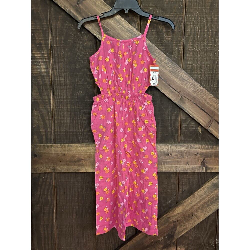 GIRL'S Wide Leg Pink Floral Jumpsuit Cat & Jack Kids Size 10 Bohemian Summer NEW